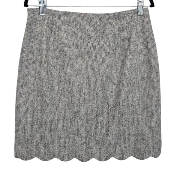 Talbots Grey Wool Tweed Herringbone Mini Skirt Size 6 - Picture 7 of 11